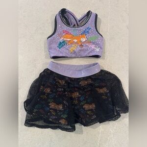 Rebel squirrel purple sports bra and skirt with shorts under size xs